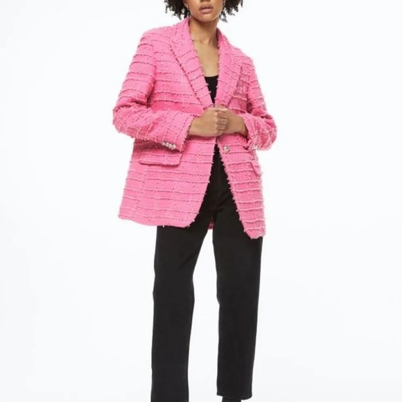 H&M Jackets & Blazers - Pink Textured Women's Jacket